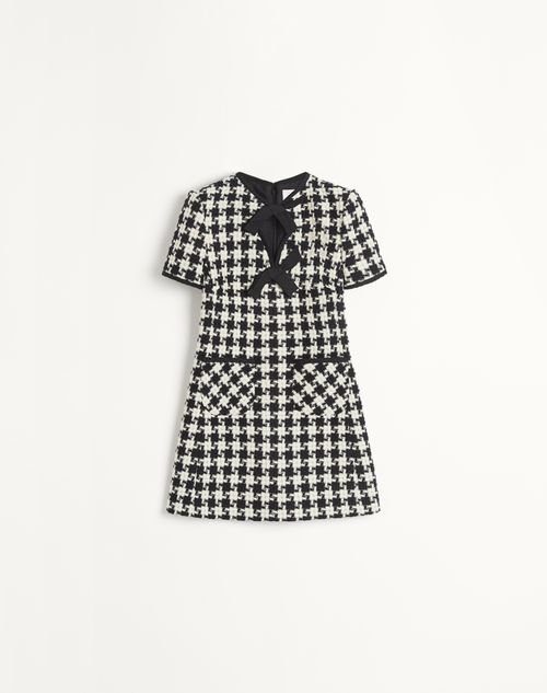 Valentino - Vestido Corto De Damier Light Tweed - Marfil/negro - Mujer - Vestidos