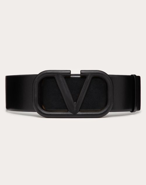 Valentino Garavani - Vlogo Signature Belt In Glossy Calfskin 70mm - Black - Woman - Belts