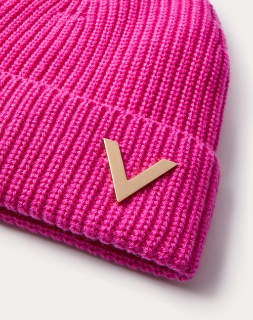 Valentino Garavani - Cappello Beanie Knitted In Cashmere - Pink Pp - Donna - Saldi Borse E Accessori Donna