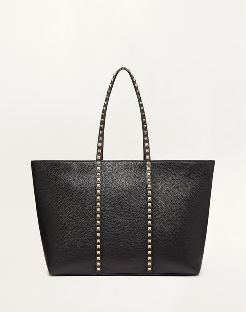 Valentino Garavani - Valentino Garavani Rockstud Shopping Bag In Grainy Calfskin - Black - Woman - Rockstud - Bags