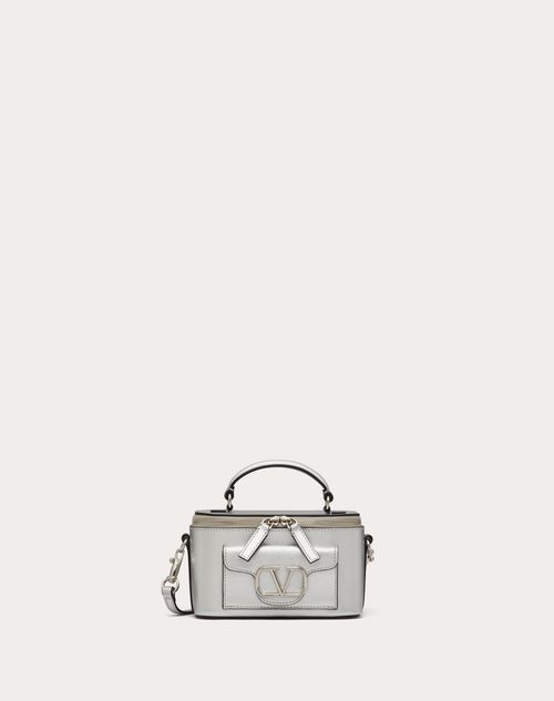 Valentino Garavani - Mini Locò Handbag In Metallic Calfskin - Silver - Woman - Mini And Micro Bags