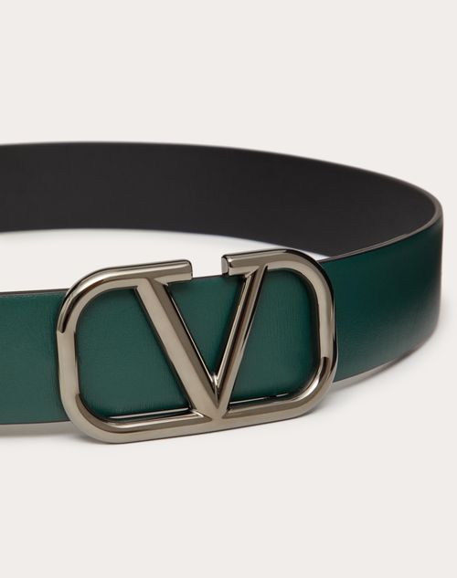 Valentino Garavani - Vlogo Signature Calfskin Belt 40 Mm - English Green - Man - Belts