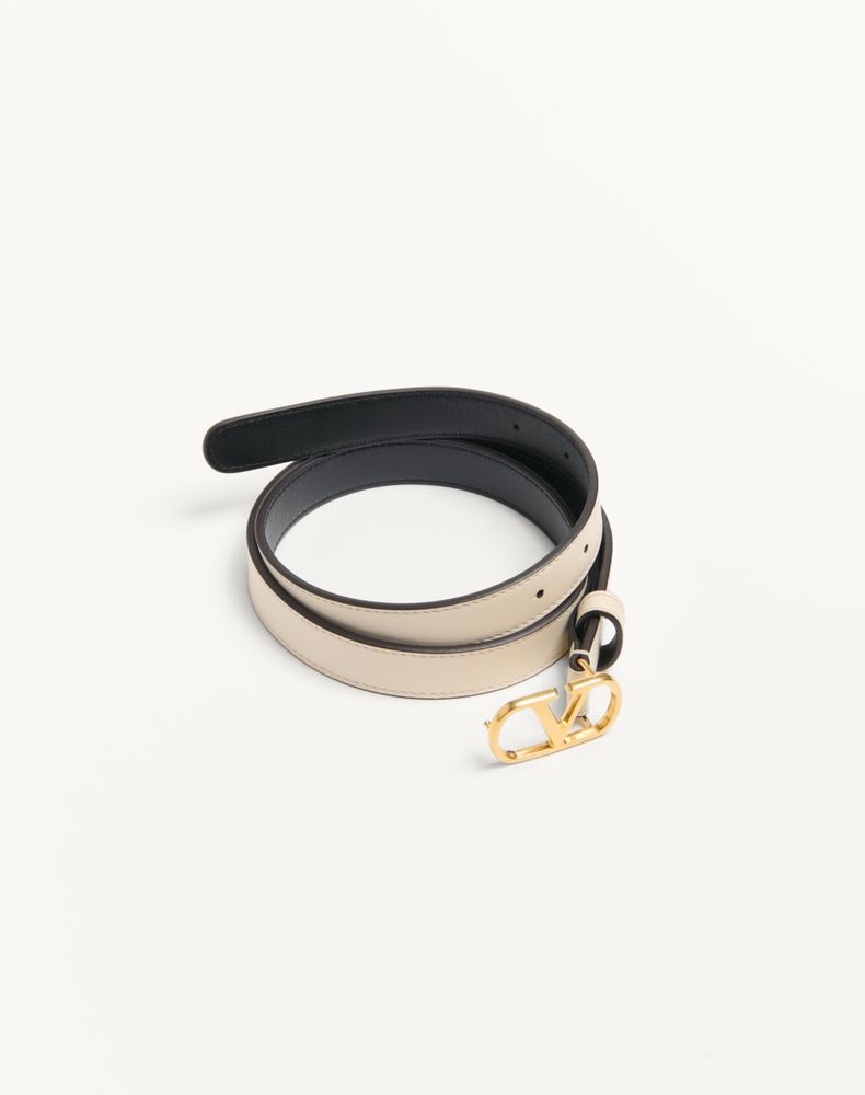Valentino Garavani Vlogo Signature Belt In Shiny Calfskin 20 Mm Woman Butter 085