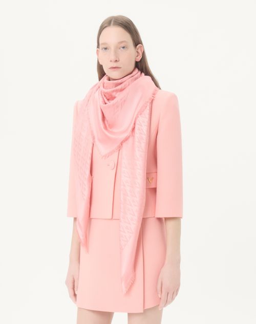 Valentino Garavani - Toute La V Wool And Silk Shawl - Pink - Woman - Soft Accessories