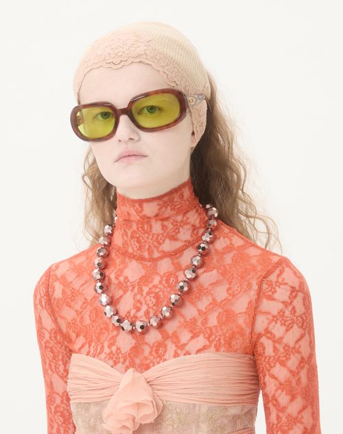 Valentino Garavani - Ovalette Necklace In Resin, Enamel, Metal And Swarovski® Crystals - Pink/black - Woman - Shelf - W Acc - High Jewelry