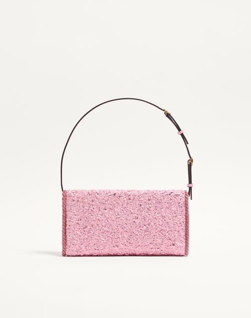 Valentino Garavani - Valentino Garavani Devain Small Shoulder Bag In Cloqué Jacquard Fabric. - Pink - Woman - Shoulder Bags