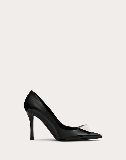 Valentino Garavani - Zapato One Stud De Charol Con Tachuela En Dos Tonos Y Tacón De 100 mm - Negro - Mujer - Rebajas Para Mujer