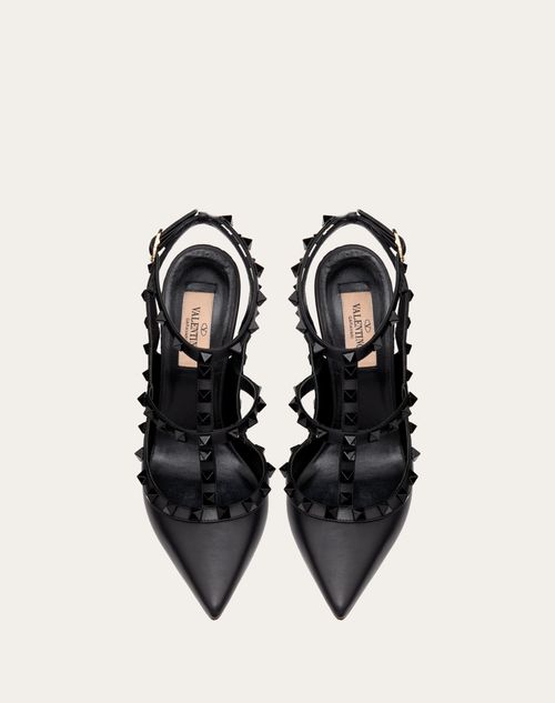 Rockstud Ankle Strap Pump With Tonal Studs 100 for Woman in Black Valentino ID