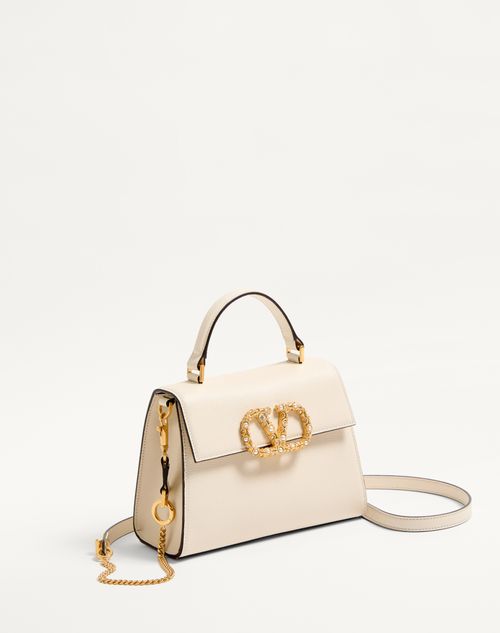 Valentino Garavani - Valentino Garavani Vsling Small Handbag In Grainy Calfskin With Jewel Logo - Ivory - Woman - Vsling - Bags
