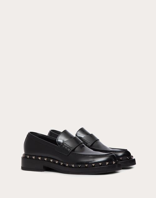 Valentino Garavani - Rockstud M-way Calfskin Loafer - Black - Man - Man Shoes Sale