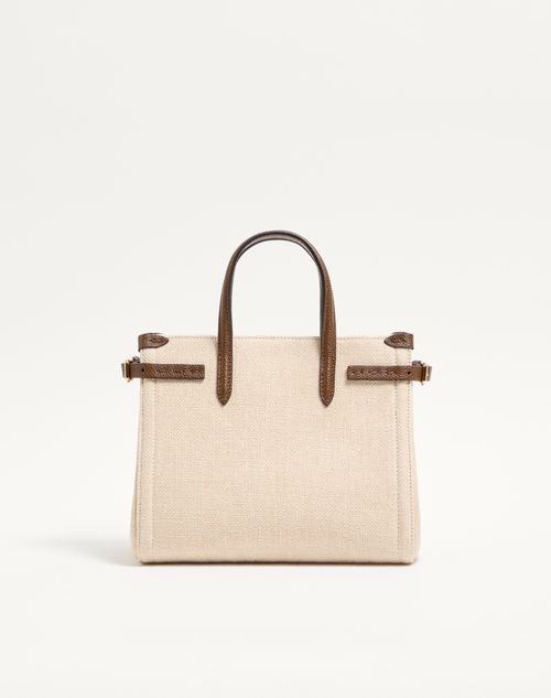 Valentino Garavani - Valentino Garavani Antibes Small Embroidered Linen Shopping Bag - Ecru/multicolour - Woman - Totes