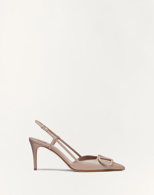 Valentino Garavani - Décolleté Slingback Vlogo Signature In Vitello 80mm - Poudre - Donna - Décolleté