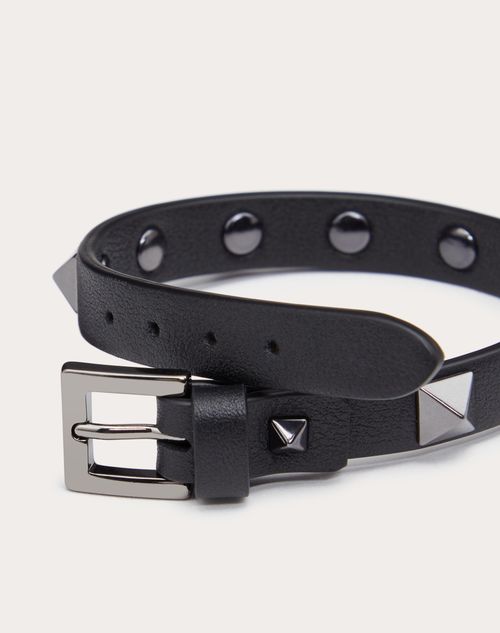 VALENTINO GARAVANI: Rockstud leather bracelet - Red