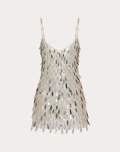 Valentino - Tulle Illusione Embroidered Short Dress - Silver - Woman - Dresses