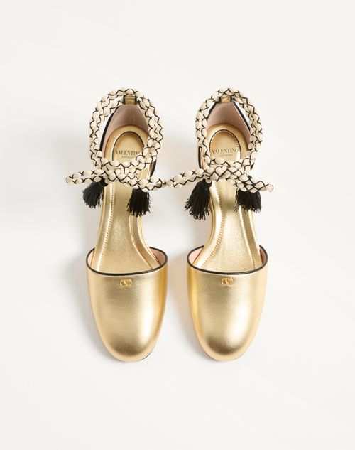 Valentino Garavani - D'orsay Bondie Pump In Laminated Nappa Leather 45mm - Gold - Woman - Pumps And Slingbacks