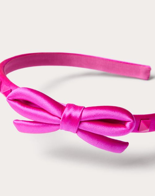 Valentino Garavani - Rockstud Satin And Metal Headband - Pink Pp - Woman - Hair Accessories