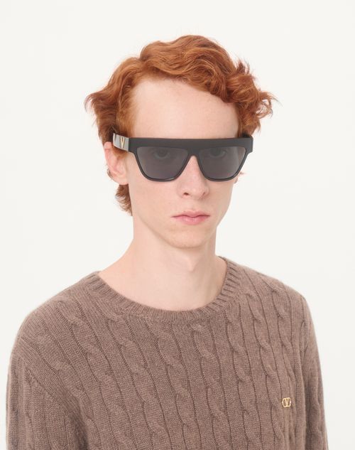 Valentino - Geometric Acetate Eyewear - Black/green - Unisex - Eyewear