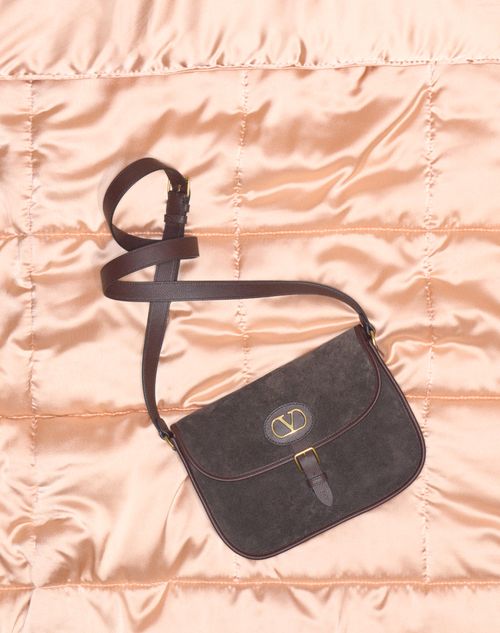 Valentino Garavani - Valentino Garavani Antibes Suede Shoulder Bag - Testa Di Moro - Man - Shoulder Bags