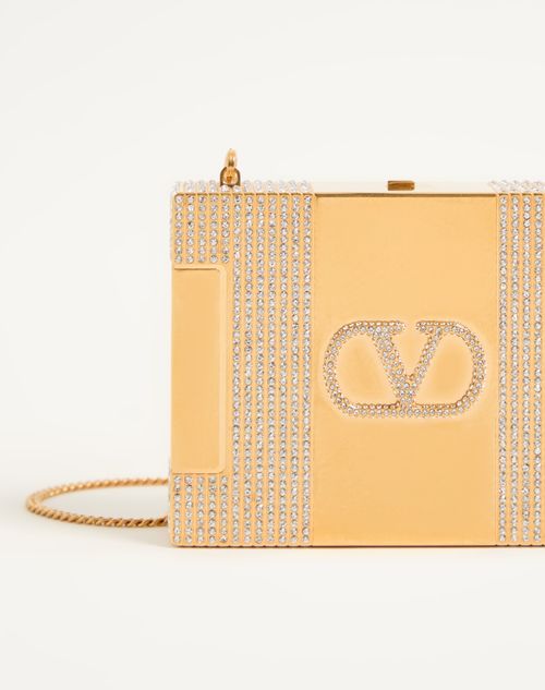 Valentino Garavani - Minaudière Valentino Garavani Minaumorphe De Metal Con Cristales De Swarovski® Y Estuche De Satén - Latón/rosa - Mujer - Bolso De Mano