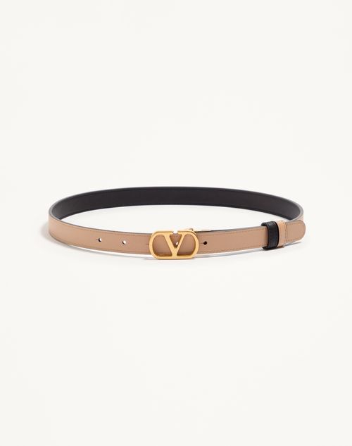 Valentino Garavani - Vlogo Signature Reversible Shiny Calfskin Belt - 20mm / 1.2 In. - Black/pink - Woman - Belts