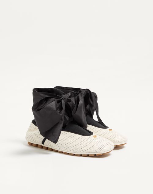 Valentino Garavani - Rythmika Ballerina In Perforated Nappa Leather - White - Woman - Ballerinas