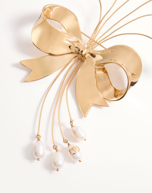Valentino Garavani - Papier Floral Brooch In Metal, Pearl And Swarovski® Crystals - Gold/cream/crystal - Woman - Fashion Jewelry