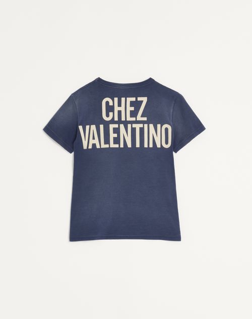 Valentino - シェ ヴァレンティノ プリント & パッチ コットン Tシャツ - ブルー - メンズ - Tシャツ/スウェット