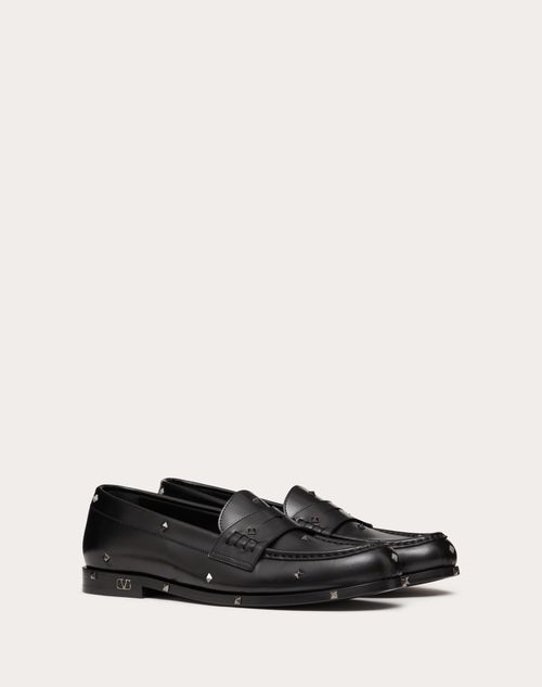 Valentino Garavani - Aristopunk Stud Calfskin Loafer - Black - Man - Fashion Formal - M Shoes