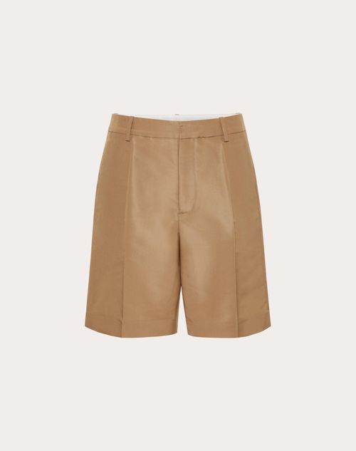 Valentino - Silk Faille Bermuda Shorts - Beige - Man - Pants And Shorts