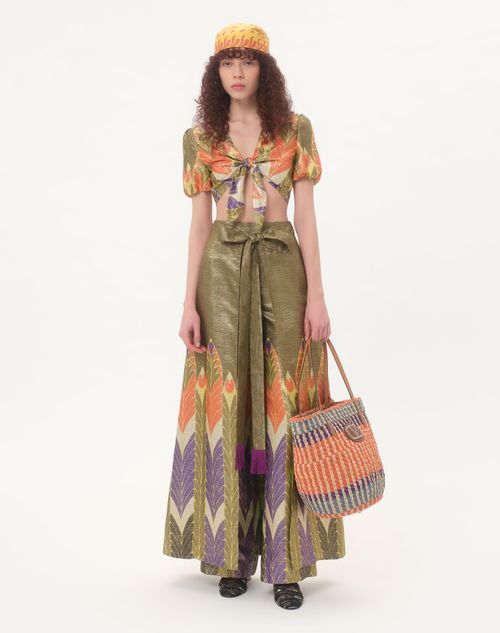 Valentino - Lurex Pants With Voyage Imaginaire Print - Multicolor - Woman - Pants And Shorts