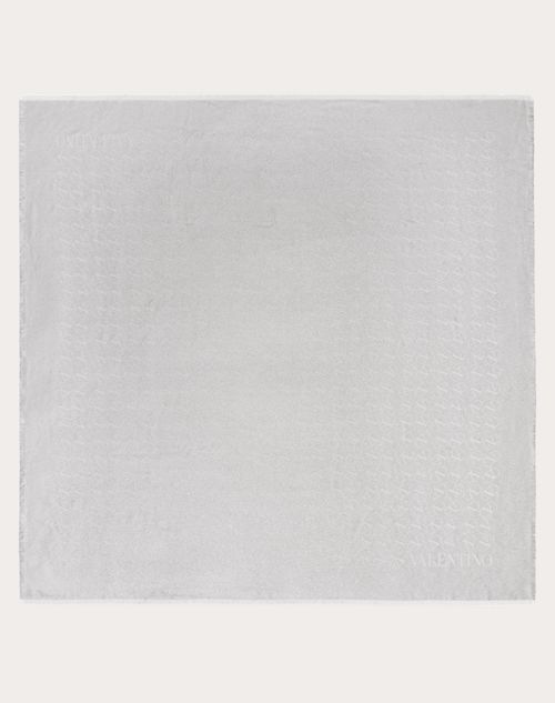 Valentino Garavani - Châle Vlogo Signature En Jacquard De Soie, Cachemire Et Lurex 140 x 140 cm - Argent - Femme - Accessoires Textiles