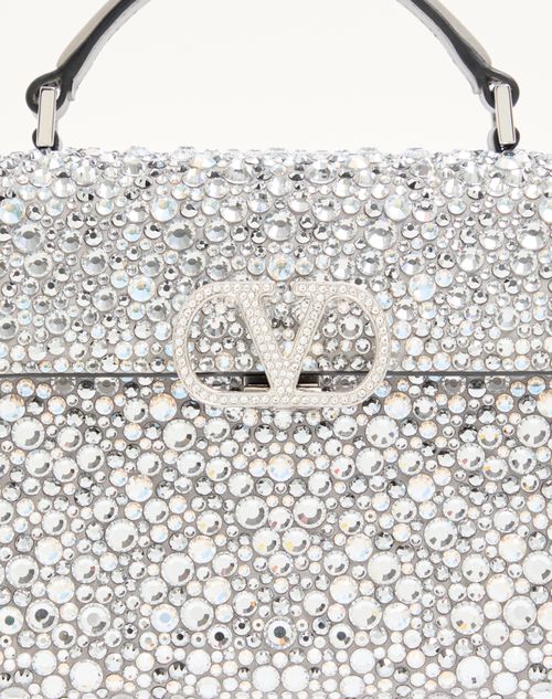 Valentino Garavani - Vsling Mini Handbag With Sparkling Embroidery - Silver/crystal - Woman - Top Handle Bags