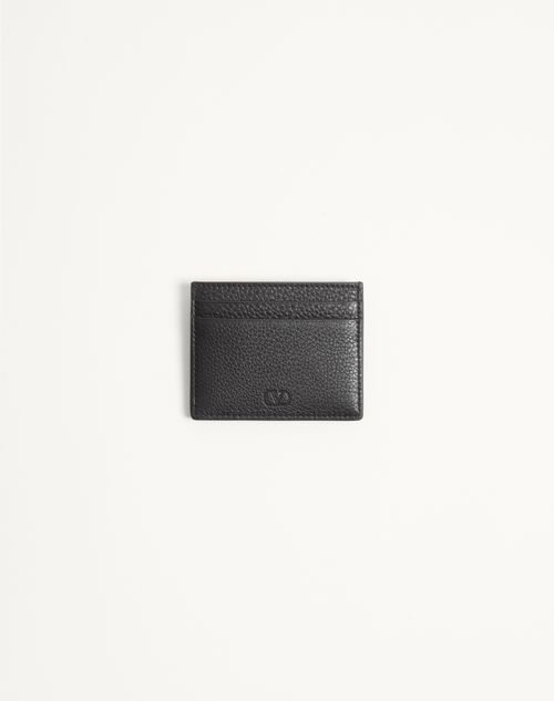 Valentino Garavani - Rockstud Grainy Calfskin Cardholder - Black - Man - Wallets And Small Leather Goods