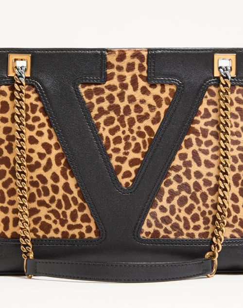 Valentino Garavani - Valentino Garavani Viva Superstar Small Shopping Bag In Pony-effect Calfskin - Animal Print - Woman - Totes