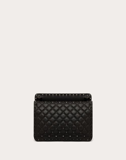 Medium Nappa Rockstud Spike Bag for Woman in Black