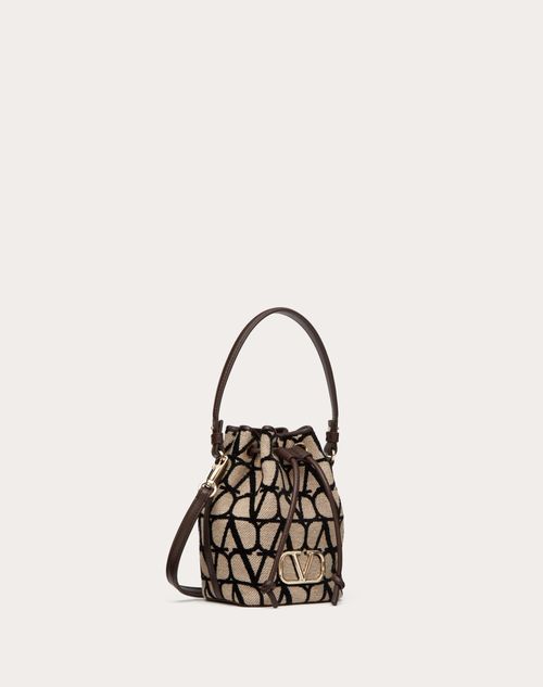 V Logo Signature Small Leather Bucket Bag in Black - Valentino