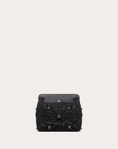 Valentino Garavani, Roman Stud Small Leather Shoulder Bag, Women, Black, Embellished, Unisize, Shoulder Bags