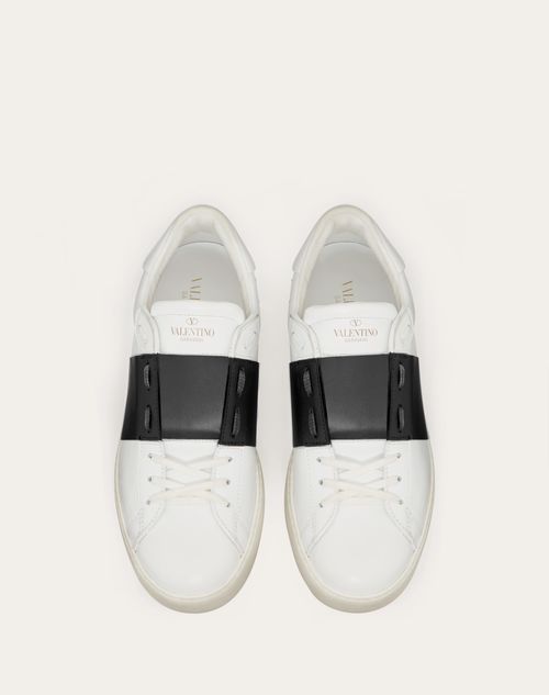 Calfskin Open Sneaker for Man in White/ Black | Valentino US Calfskin Open Sneaker for Man in White/ Black | Valentino US