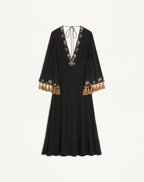 Valentino - Embroidered Light Georgette Midi Dress - Black/gold - Woman - Woman Ready To Wear Private Promotions