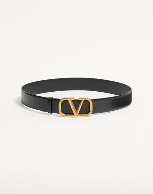 Valentino Garavani - Vlogo Signature Calfskin Belt 40 Mm - Black - Man - Man