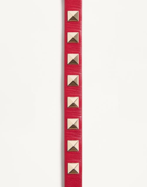 Valentino Garavani - Valentino Garavani Rockstud Leather Bracelet - Red - Woman - Jewellery