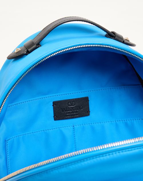 Valentino Garavani - Rockstud Backpack In Technical Fabric - Electric Blue - Man - Backpacks