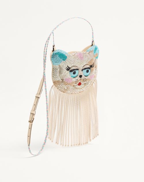 Valentino Garavani - Valentino Garavani Le Chat De La Maison Shoulder Bag With Rhinestones - Butter - Woman - Clutches