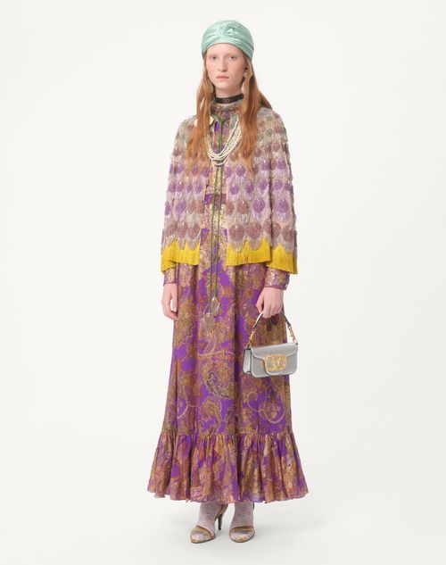 Valentino - Long Embroidered Dress In Fil Coupe' Lame' Cachemire Apres L'hiver - Multicolor - Woman - Ready To Wear