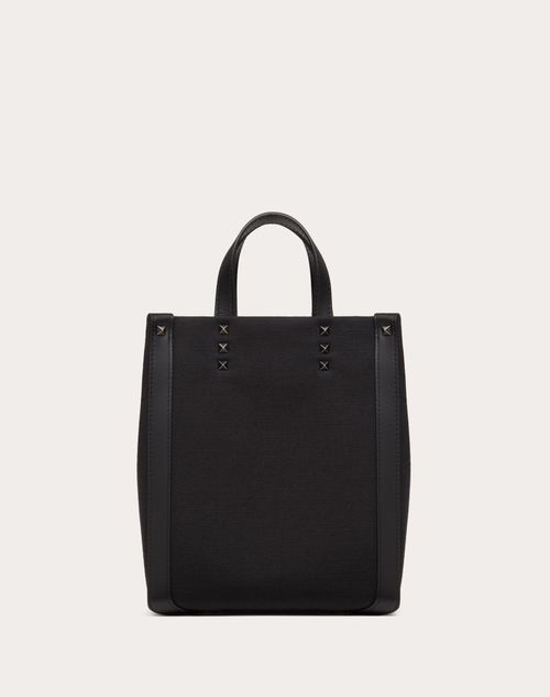 Vltn Ecolab Mini Canvas Shopper for Man in Black Valentino AE