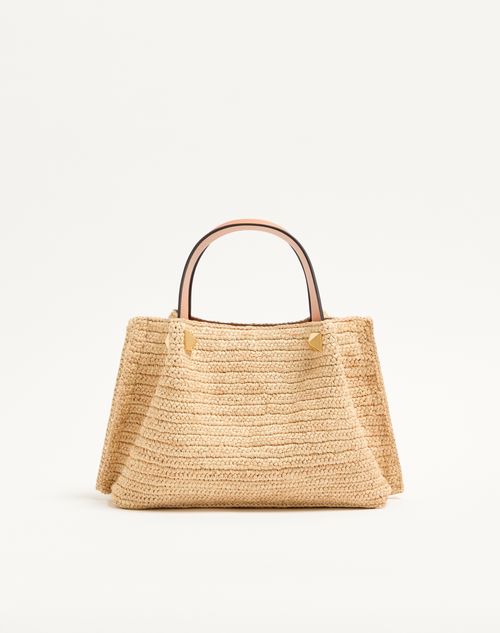 Valentino Garavani - Valentino Garavani Small Raffia Shopping Bag - Natural - Woman - Totes