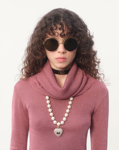 Valentino Garavani - Coeur Royal Necklace In Metal, Enamel, Pearls And Swarovski® Crystals - Gold/black/crystal/cream - Woman - Accessories