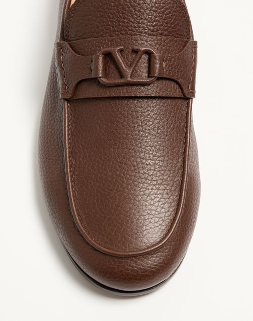 Valentino Garavani - Vlogo Signature Deer Leather Loafer - Brown - Man - Loafers And Driver