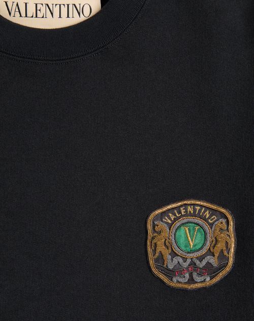 Valentino - ヴァレンティノ Valentinoパッチ コットン クルーネック スウェットシャツ - ブラック - メンズ - Tシャツ & スウェット