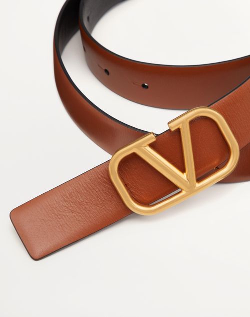 Valentino Garavani - Vlogo Signature Calfskin Belt - Saddle Brown - Man - Accessories